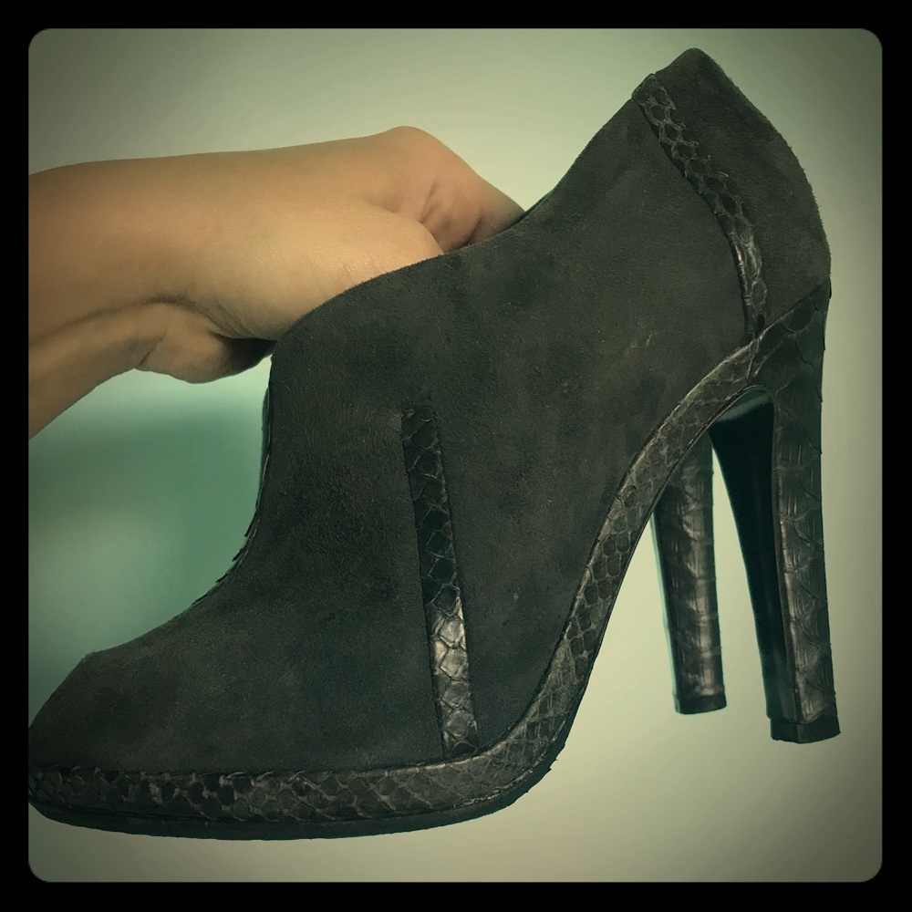 Women’s Black Suede High Heel Ankle Bootie
